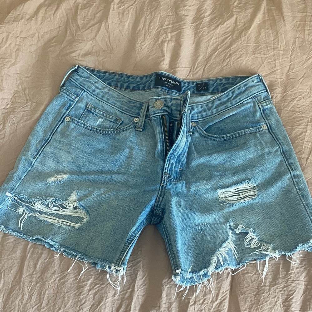 Lucky Brand Light Blue Ripped Denim Shorts
